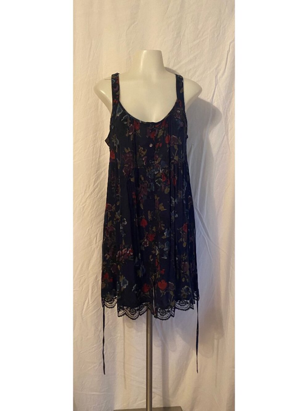 Xhilaration Navy Floral Lace Back Sleeveless Mini Dress L